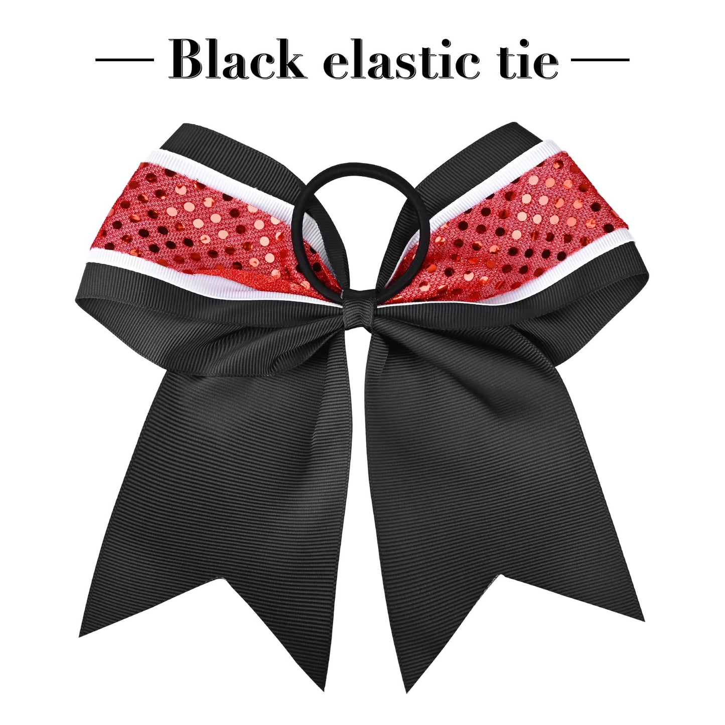 12 PCS 8" Large Glitter Cheer Bows Red Black Girl Hair Bows Sparkly Cheerleading Softball Team Bow Hair Accessories for cheerleaders football Competition Sports