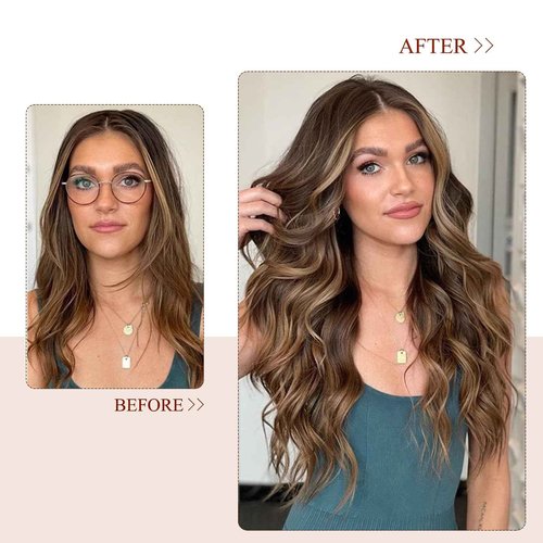 Clip in Hair Extensions, 18 inch Clip in Hair Extensions Real Human Hair, 7PCS Ombre Highlight Ash Blonde Clip in Hair Extensions, 70g Seamless Clip ins Human Hair