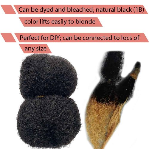 Tight Afro Kinky Human Hair for Dreadlocks,Ideal for Making Locs,Repair Extensions,Twist or Braids 2 Bundles/Package Natural Black #1B 10inch