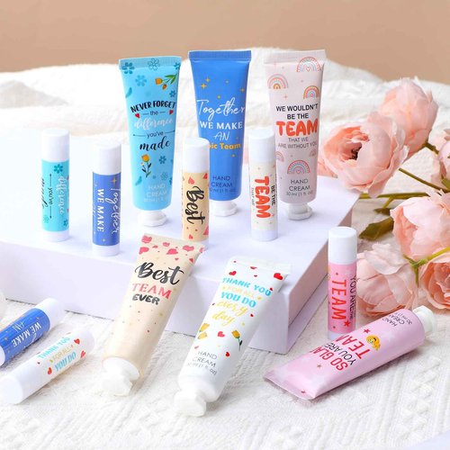 Dansib 36set/144pcs Best Team Ever Gifts Christmas Bulk Gifts for Coworkers Women Employee Appreciation Gift Christmas Party Favors Xmas Stocking Stuffers Items Travel Hand Lotion and Lip Balm Set