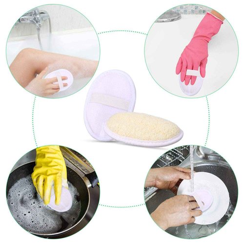 Boao 24 Pcs Loofah Pack Loofah Pads Bulk for Facial Exfoliating Body Bath Shower Mini Sponge Pads Natural Scrubber Brush for Men Women Spa and Travel