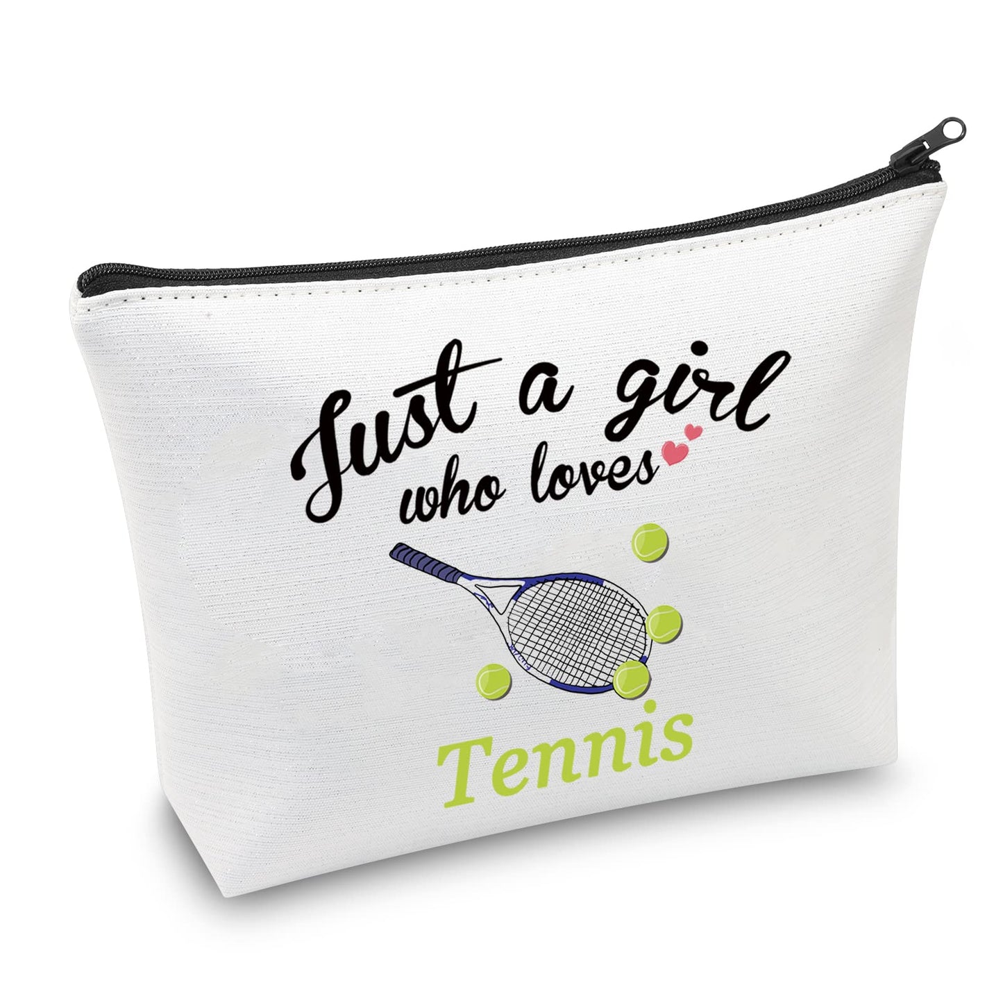 CMNIM Tennis Makeup Bag for Her Tennis Players Gifts Tennis Racquet Cosmetic Bags Small Travel Pouches (just a Girl Who Loves Tennis Makeup Bag)