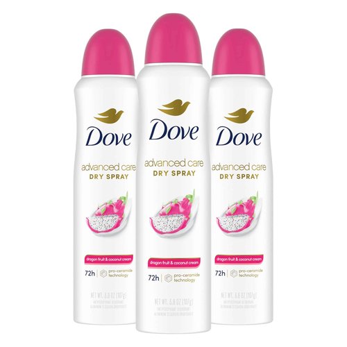 Dove Advanced Care Antiperspirant Deodorant Spray for Women 3 Pack Dragon Fruit & Coconut Cream 72 hour sweat and odor protection 3.8oz