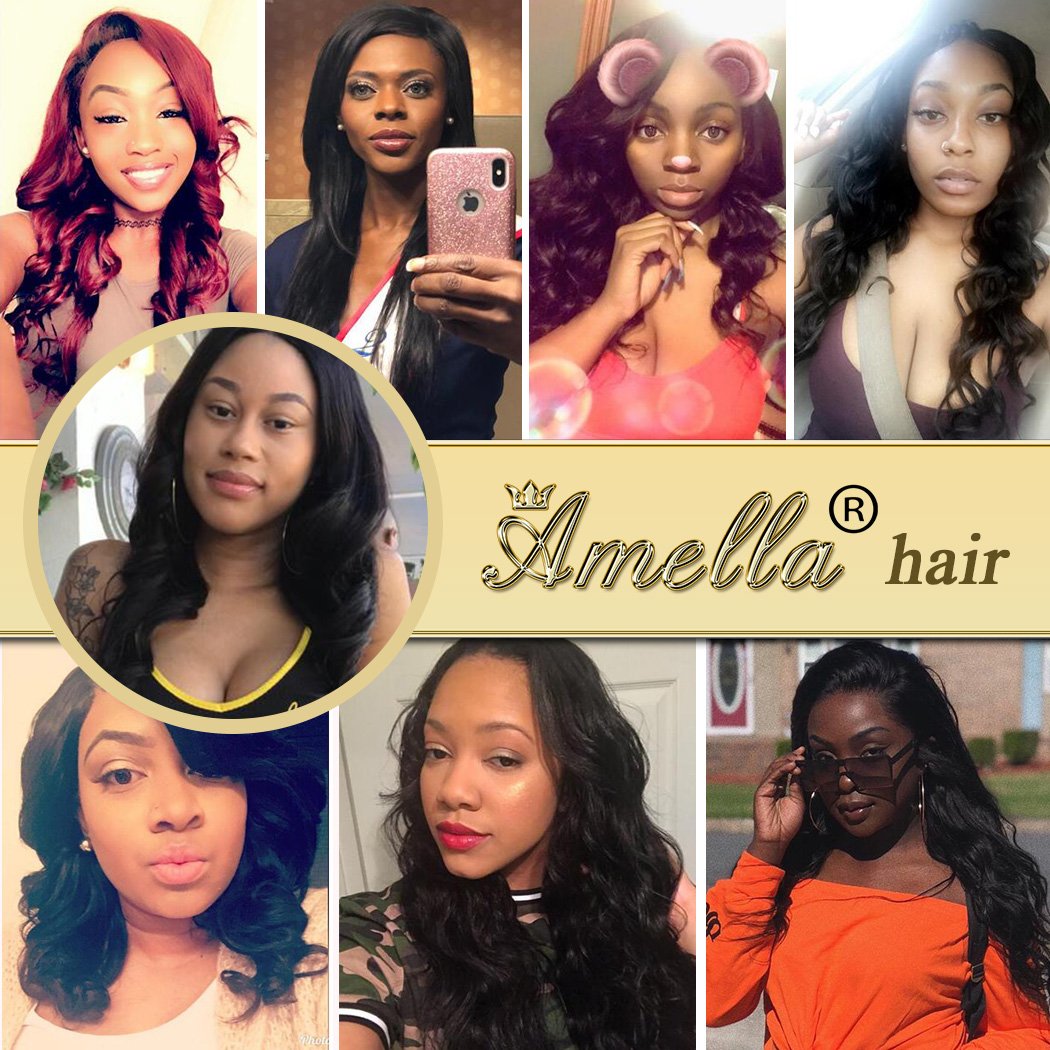 Amella Hair Virgin Hair Bundles Human Hair Body Wave Bundles Brazilian Virgin Body Wave Weft 3 Bundles(12 12 12inch) 100% Unprocessed Brazilian Body Wave Human Hair Weave for Women