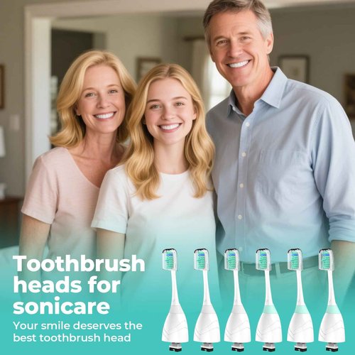 Replacement Heads for Philips Sonicare - Replacement Toothbrush Head Compatible with Phillips Sonicare Screw-on Electric Brush Head for E-Series, Essence, Xtreme, Elite, Advance and CleanCare, 6 Pack