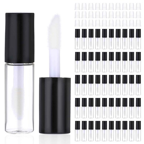 WLLHYF 100 Pcs Mini Lip Gloss Tubes, Refillable Lip Balm Bottle Transparent Empty Containers Travel Personal Cosmetic Inserts Cosmetic Tools Mini Lipstick Containers for Women DIY Makeup