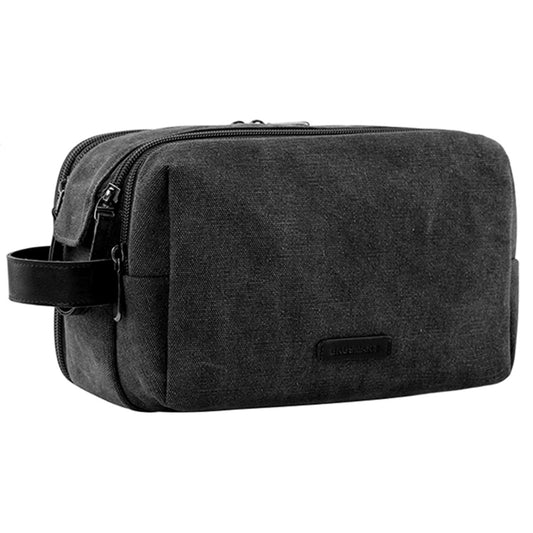 BAGSMART Toiletry Bag for Men, Canvas Travel Toiletry Organizer Dopp Kit Water-resistant Shaving Bag for Toiletries Accessories,Black-Medium