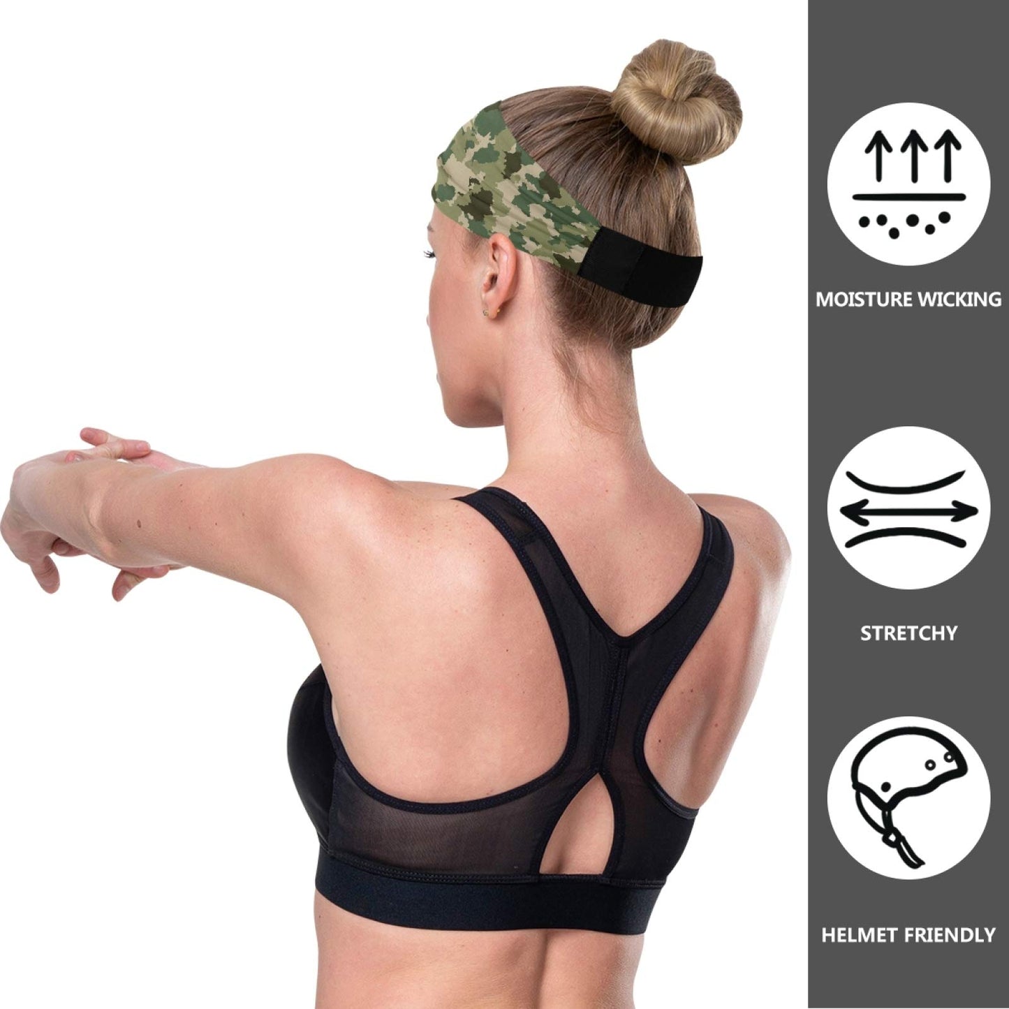 Sports Headbands for Women, Camouflage Breathable Hair Bands, Elastic Headbands, Quick Dry Head Bands