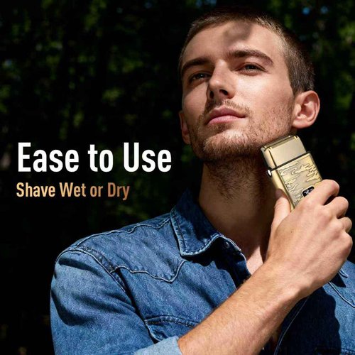 VNTGSHAVER Mens Foil Shavers, Beard Trimmers for Men Professional,Electric Shavers for Men, Mustache Trimmer Face Shaver, Wet/Dry Beard Shaver, 3 Peeds Electric Razor for Face (Bright Bronze)