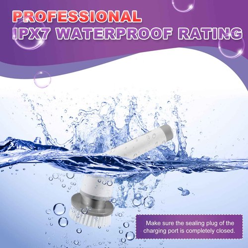 Electric Spin Scrubber, 2 Spin Speeds Cordless Shower Scrubber with 7 Replaceable Brush Heads & Adjustable Extension Arm, Shower Cleaning Brush for Bathtub Tile Floor