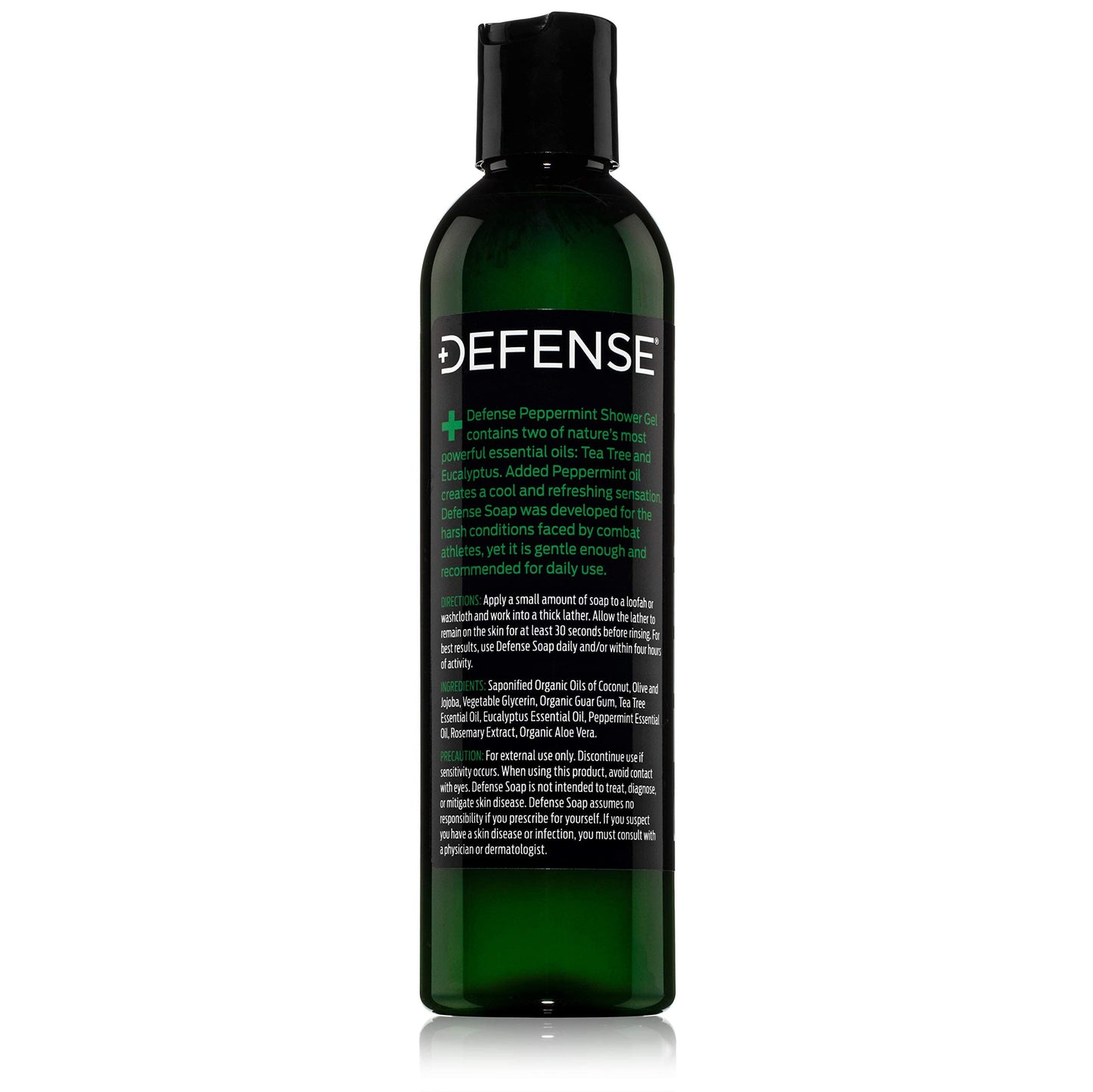 Defense Soap Organic Peppermint Body Wash | All Natural Mint Shower Gel with Tea Tree Oil, Eucalyptus Oil. Wrestling Inspired, For All Mens & Womens Skin Types. 8 oz (Pack of 2)