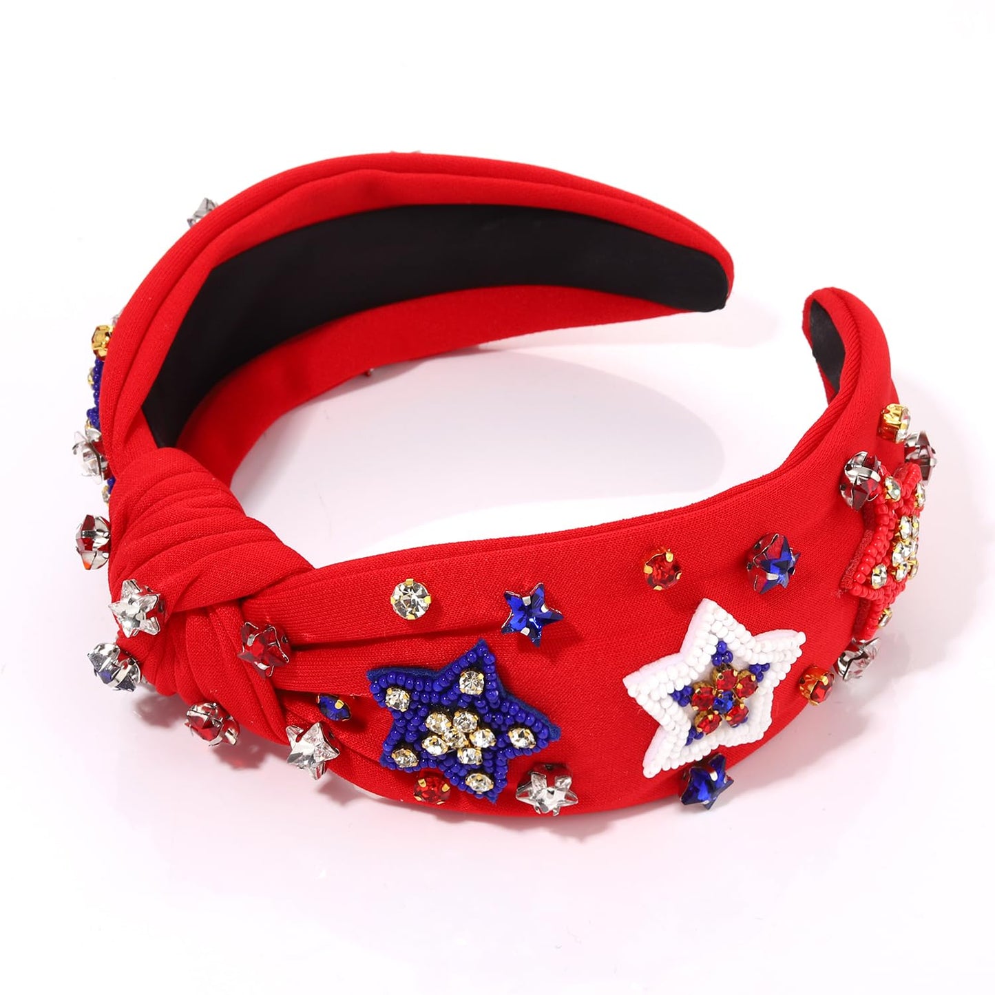 MOLOCH American Flag Headband 4th of July Headband Red White Blue USA Stars Knotted Headband for Women Rhinestone Crystal Patriotic Hairband Party Hair Accessory Stars