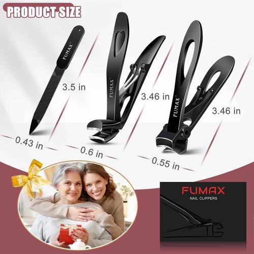 Nail Clippers for Men Thick Nails, Toenail Clippers with Wide Jaw for Thick Toenails, Angled Large Mess Free Toe Nail Clippers with Catcher, Heavy Duty Fingernail Clipper Cutter for Seniors