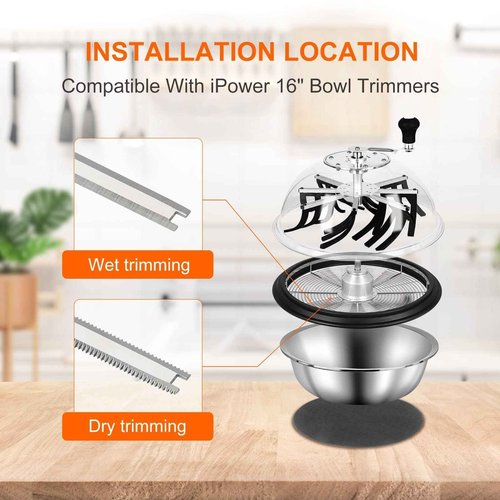 iPower 4-Pack 16 inch Bud Bowl Leaf Trimmer Blades Replacement, Stainless Steel for Spin Clean Cut, Included 2 Serrated 2 Straight Blades, Actual Length 13.4'', Silver