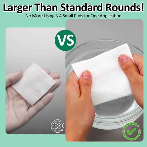 Heigble 10 Pack 500 Pcs Extra Large Cotton Cleansing Pads, 3.5 x 4.5'' Cotton Pad, Ultra Soft Large Facial Cleansing Square Bulk for Face Daily Skin Care Toner Makeup Remover, 50 White Square Per Bag