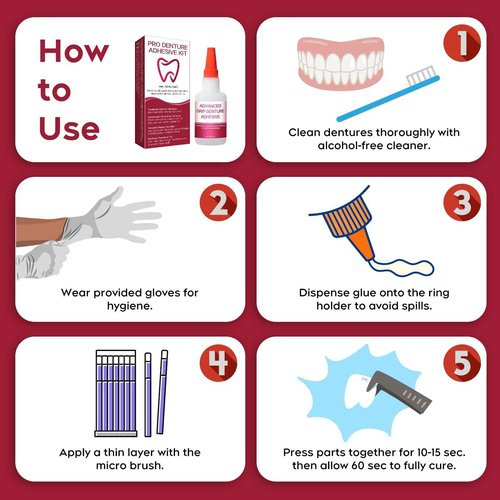 Dental Lab Instant Bonding Dental Glue for Dentures & Lab Tools - Fast-Setting in 15-60 Sec | Crack Repair & Gap Filling | Long-Lasting Hold (Days to Weeks) – 1oz