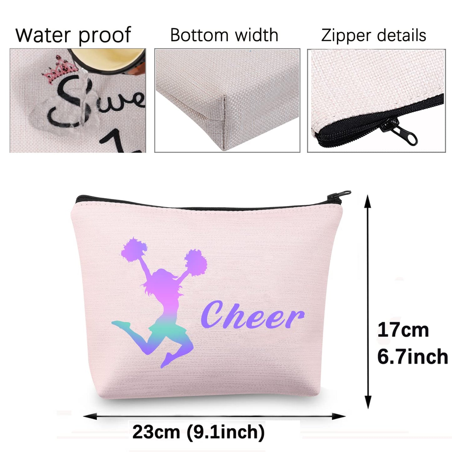 CMNIM Cheer Gifts Cosmetic Bag Cheerleading Gifts Cheerleaders Makeup Bags Cheer Lover Gifts (Love Cheer Makeup Bag)