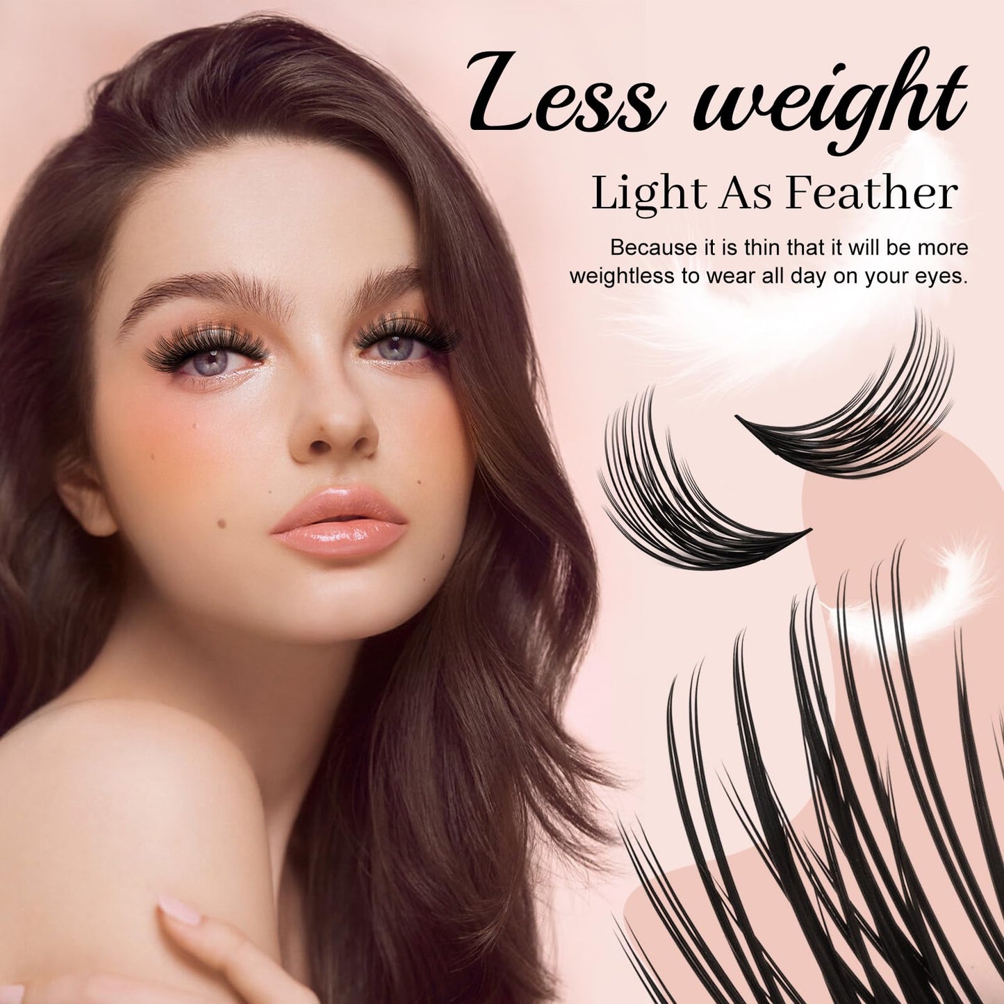 Crislashes Eyelash Clusters 96Pcs, D Curl Lash Clusters 10-18mm Natural Look Individual Lashes, Extremely Soft Lash Clusters DIY Lash Extension for Self Application (Flat02-10-18mm)