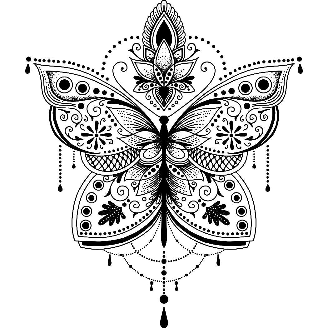 Inkbox Temporary Tattoos, Semi-Permanent Tattoo, One Premium Easy Long Lasting, Water-Resistant Temp Tattoo with For Now Ink - Lasts 1-2 Weeks, Butterfly Tattoo, 4 x 4 in, Nightly Flutter