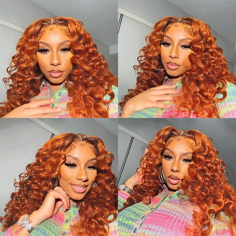 Color 350 Bundles Ginger Deep Wave Human Hair Bundles Ginger Orange Bundles Bundles Human Hair 8 10 12 Inch Orange Deep Wave Bundles Hair Extensions