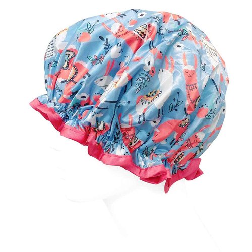 Wrapables® Stylish Double Layer Waterproof Shower Caps (Set of 4), Llamas & Ocean Fun