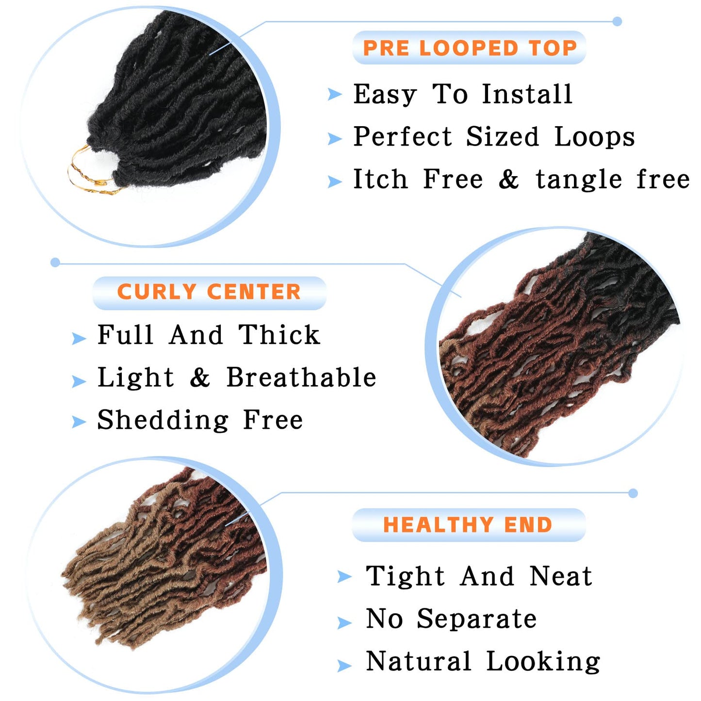 Faux Locs Crochet Hair Ombre Soft Locs 22 Inch 7 Packs Pre Looped Soft Locs Crochet Hair For Black Women Goddess Locks Crochet Butterfly Loc Extensions (22inch, 7 Packs, 1B/30/27)