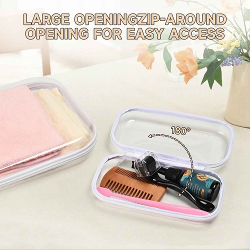 3 Pack Clear Hard Shell Zipper Case - Clear Waterproof Cosmetic Bag with Zipper, Kid's Toy Storage Organizer Bins, Charging Cables, creative journaling, painting brushes, Threads,Sketch Supplies