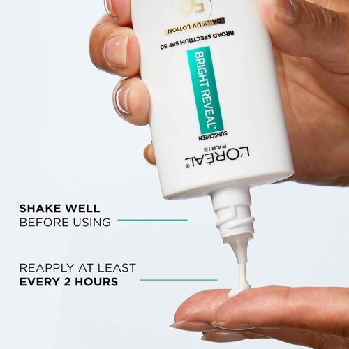 L'Oreal Paris Bright Reveal Broad Spectrum Daily SPF 50 UV Lotion, 1.7 fl oz + Moisturizer Sample