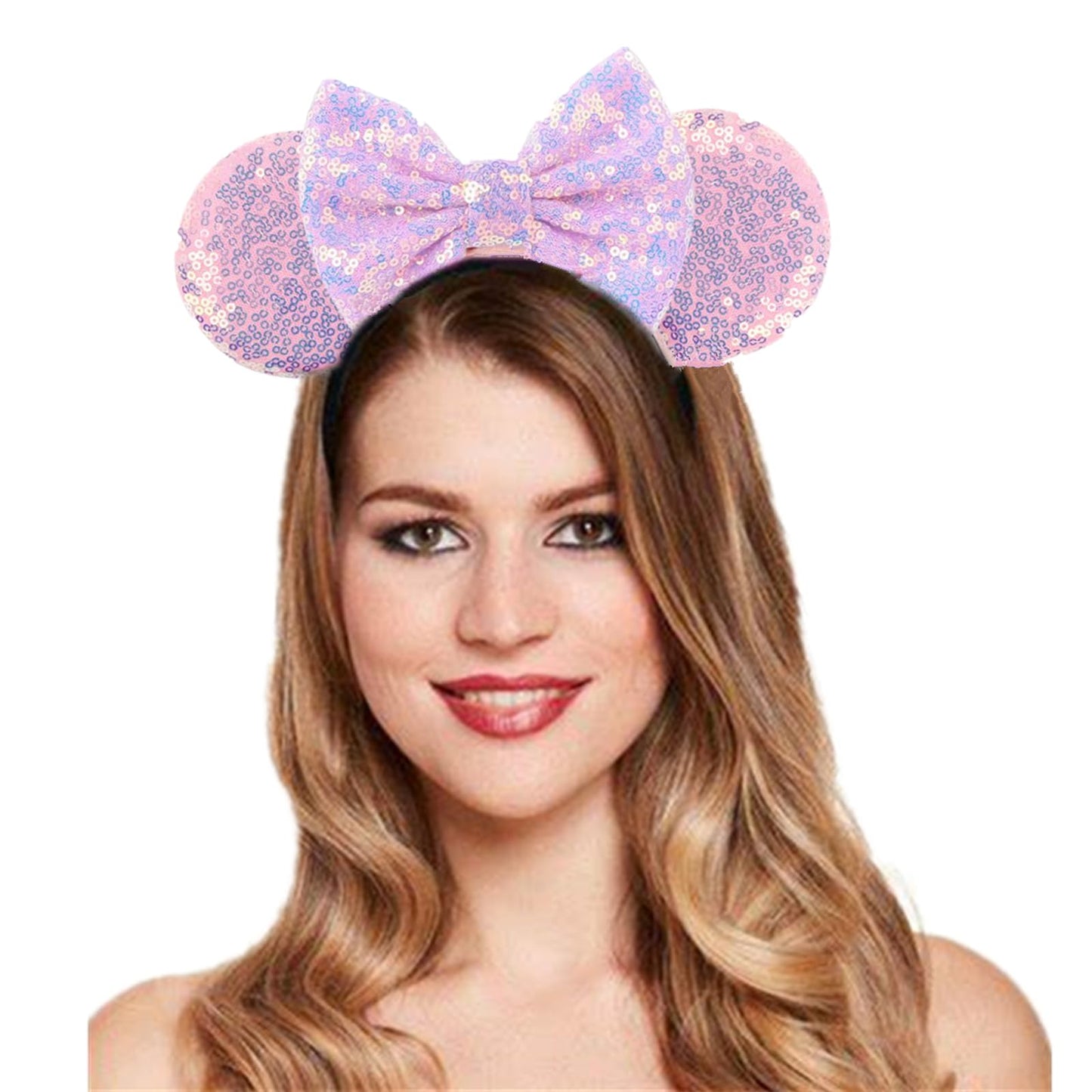 JOYFISCO Mouse Ears Headbands Shiny Bow Mouse Ears Headband Glitter Party Princess Decoration Cosplay Costume for Women Girls