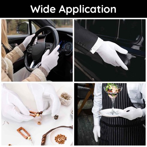 Segbeauty 12 Counts Moisturizing Hand Gloves with Elastic Band, Extra Large Lotion Gloves Overnight for Women, 6 Pairs Moisture Sleeping Gloves for Dry Hands, Thick Cotton Work Gloves for Art Handling