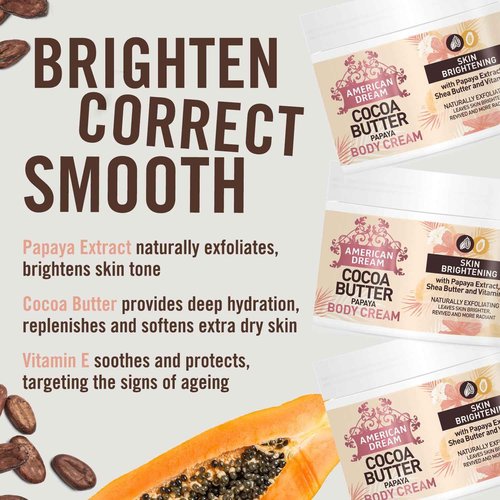 American Dream Papaya Butter Body Cream with Papaya Extract, Shea Butter & Vitamin E 500ml, 17.637 Ounce, 1