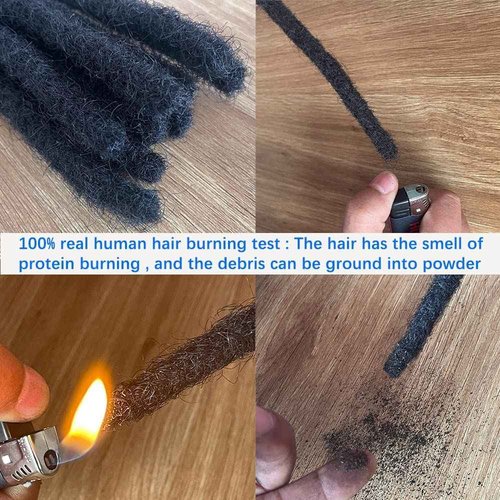 0.6cm 6 Inch Loc Extension Human Hair Thickness Natural Black Full Handmade Permanent Locs Can Be Dyed and Bleached for Women Men Kids Dreadlock Extensions Real Human Hair