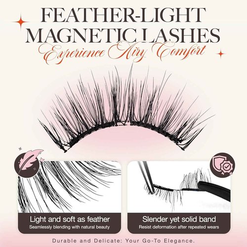 LASHVIEW Magnetic Eyelashes Natural Look, Reusable Magnetic Lashes with Applicator, No Glue Needed, Windproof & Waterproof,Comfort RCM01-1