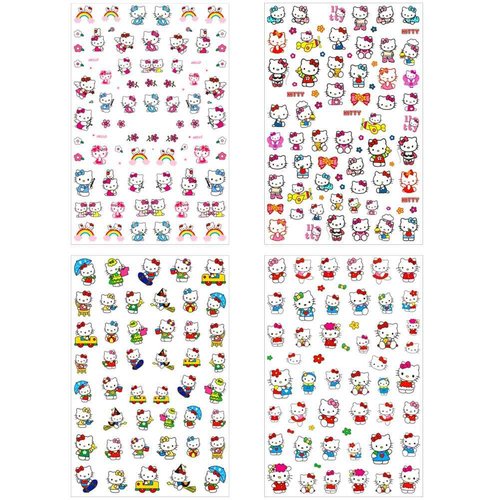 8 Sheets Cute Nail Art Stickers 3D Cartoon Cat Nail Decals Self-Adhesive Nail Stickers for Little Girl Nail Art Supplies Kawaii Nail Design for Women Kids Girls Manicure Decoration
