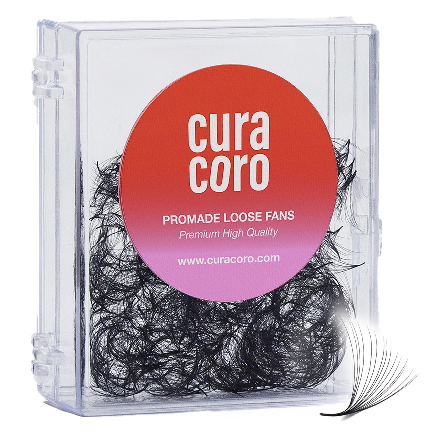 Curacoro Promade 500 Fans - Handmade Volume Promade Eyelashes Fans, 3D To 16D, C CC D DD L M Curl, Thickness 0.03~0.1mm, 8-20mm Length, Professional Long-Lasting Promade Lash Fans (10D-0.03 C, 10 mm)