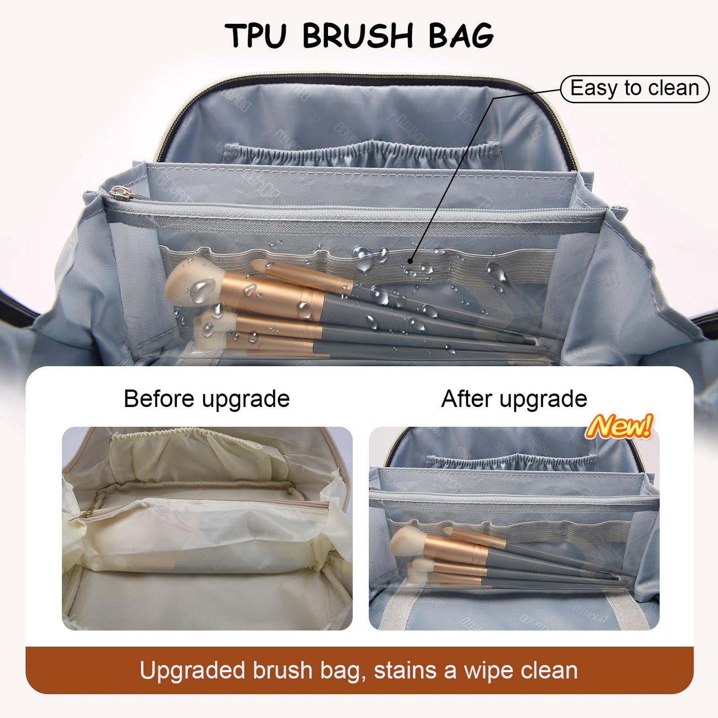 Travel Makeup Bag for Women Organizer: 3 Set Large Capacity Cosmetic Bags - Toiletry Bag with Divider 06-Z-Umber