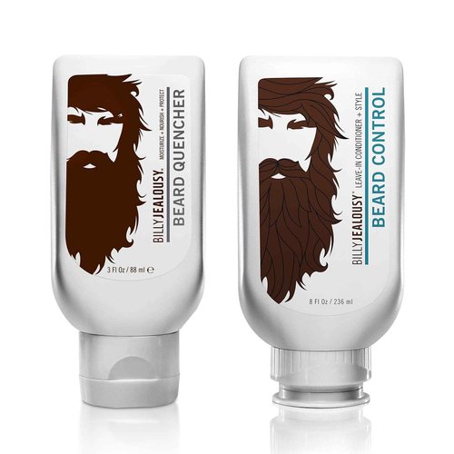 Billy Jealousy Beard Wash and Beard Quencher – Shampoo and Moisturizer for Facial Hair, Hydrates, Softens, Tames Frizz, Adds Shine, Complete Daily Grooming and Conditioning Care Kit for Men