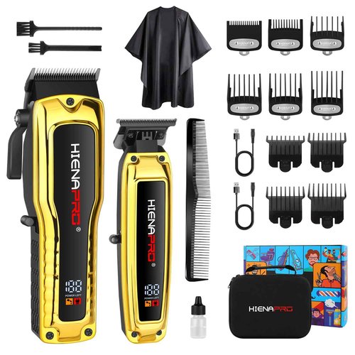 HIENA PRO Professional Hair Clipper Set for Men, Cordless Barber Clipper Set and Trimmer Kit, Electric Hair Cutting Tools with USB Rechargeable, Perfect Gifts for Men