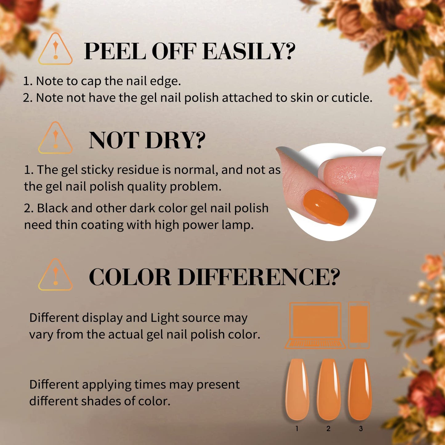 ROSALIND 8PCS White Black Nude Gel Nail Polish Set Fall Neutral Nail Gel Collection Polish, Nude Orange Brown Gel Nail Polish Manicure DIY Home