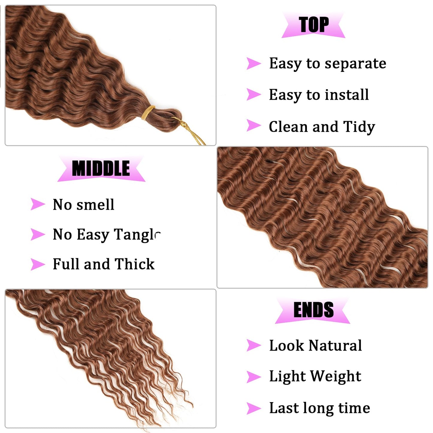 ZRQ 30 Inch Brown Ocean Wave Crochet Hair Extensions 7 Packs Deep Wave Crochet Synthetic Hair Long Curly Wavy Deep Twist Crochet Braiding Hair For Black Women #30