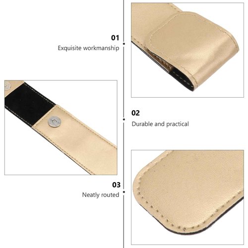 3pcs Protective Case Eyelash for False Lashes Lash Kit Leather Kit Pu Leather Covers Eyelash Grafting Tweezer Cover Pu Sleeve Golden