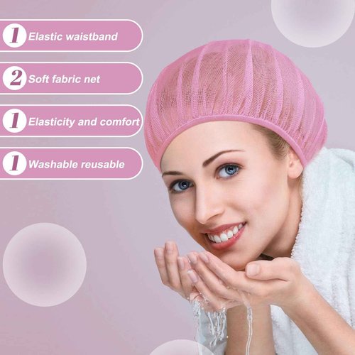 Chuarry 4 Pcs Mesh Sleep Bonnet for Sleeping Night Curly Hair Nets Sleep Caps for Women(Black, Pink)