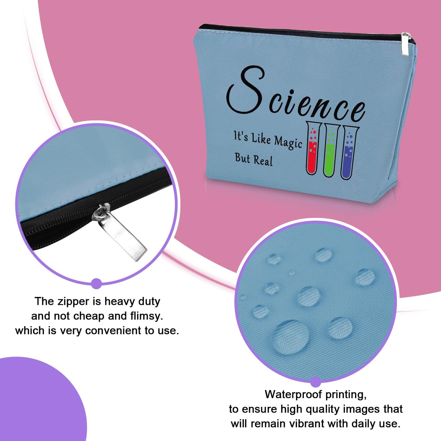 Sazuwu 2PCS Scientist Gifts for Women Makeup Bag Science Lovers Gifts Ideas Science Themed Gifts for Children Cosmetic Bag Science Teacher Gifts for Adults Birthday Christmas Gifts Travel Pouch