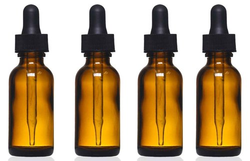 Manufacturer Direct Amber Glass Bottles with Eye Droppers (1 oz, 4 pk) for Essential Oils, Colognes & Perfumes (Blank Labels Included)