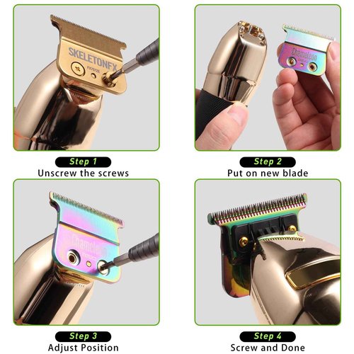 GOTTOG FX707C2 Replacement Blades for All FX787 & FX726 Trimmers, GOTTOG Zero-Gapped Replacement Blades Compatible with Barberology Trimmer Blades (FX707C2) - Mulitcolor