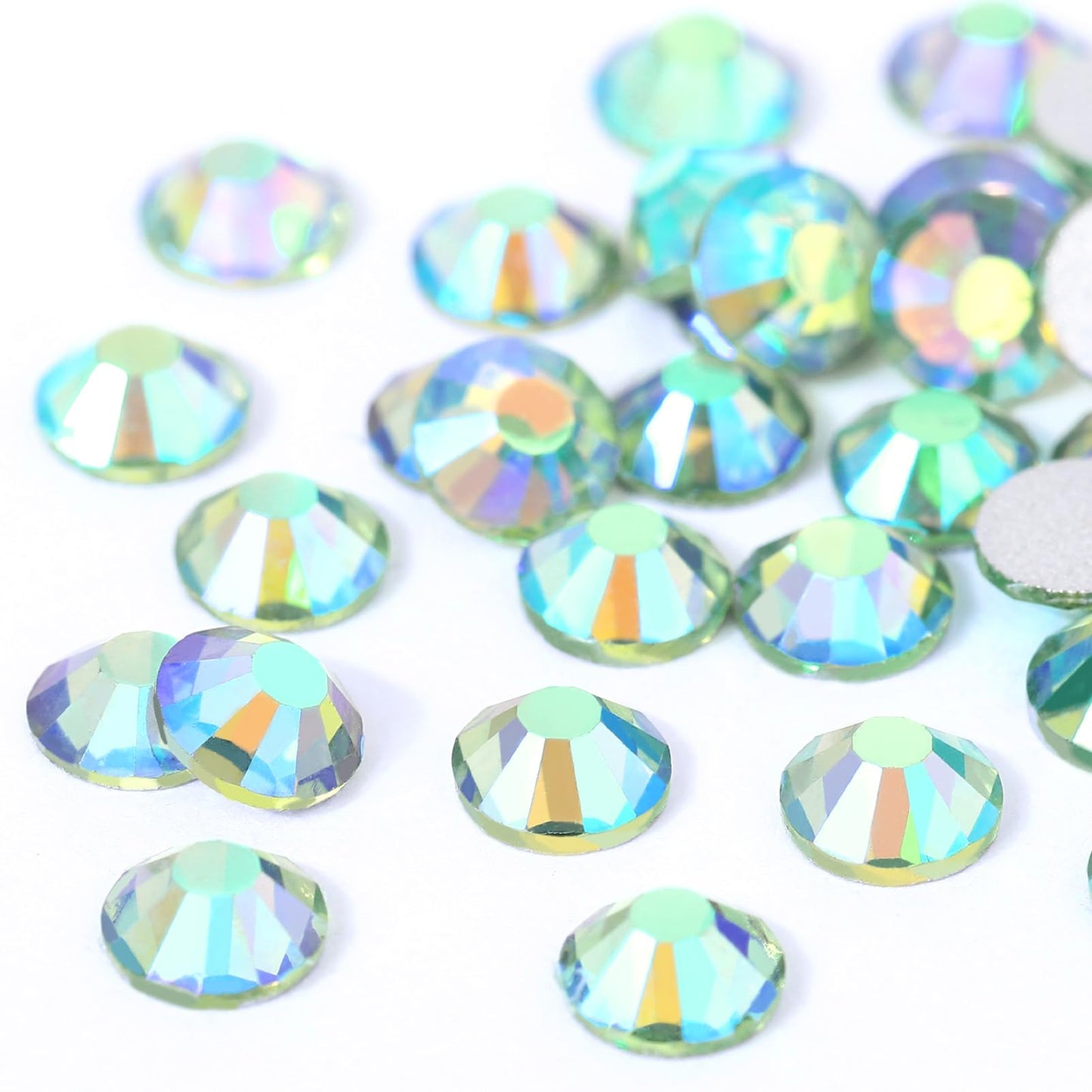 Rhinestones Crystals Rhinestones for Crafts Nail Rhinestones Glass Flatback Nail Gems and Rhinestones for Nails Art Makeup Bags Shoes Decoration DIY(SS20, 1440pcs, Light Green AB)