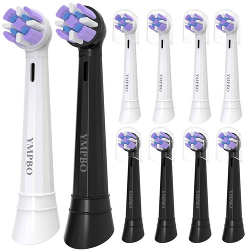 Pack of 10 Replacement Heads Compatible with Oral B iO 10 9 8 7 6 5 4 3 Series Electric Toothbrush, Medium Brush Heads, Black/White