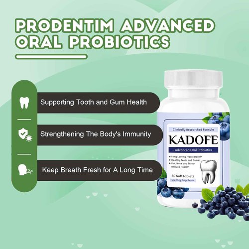 Kadofe Oral Probiotics for Teeth and Gums & Fresh Breath - Gum Restore & Bad Breath Treatment for Adults |3.5 Billion Advanced Oral Probiotics for Bad Breath, Chewable 30 Tablets (Mixed-4pcs)