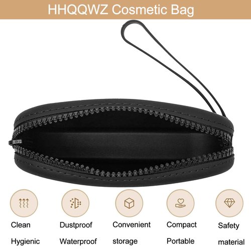 HHQQWZ Portable Silicone Makeup Bag for Women, Small Travel Waterproof Toiletry Cosmetic Bag, Zipper Closure Organizer Makeup Case with Handle (Black)