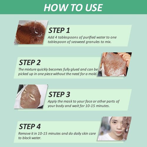 Pure Natural Seaweed Collagen Face Mask Powder, Fragrance-Free, Paraben-Free, Vegan Face Mask Skincare, Algae Seed Mask for Deep Hydrating Purify, Beauty Salon Spa Use for Jelly Mask (500G/17.6oz)